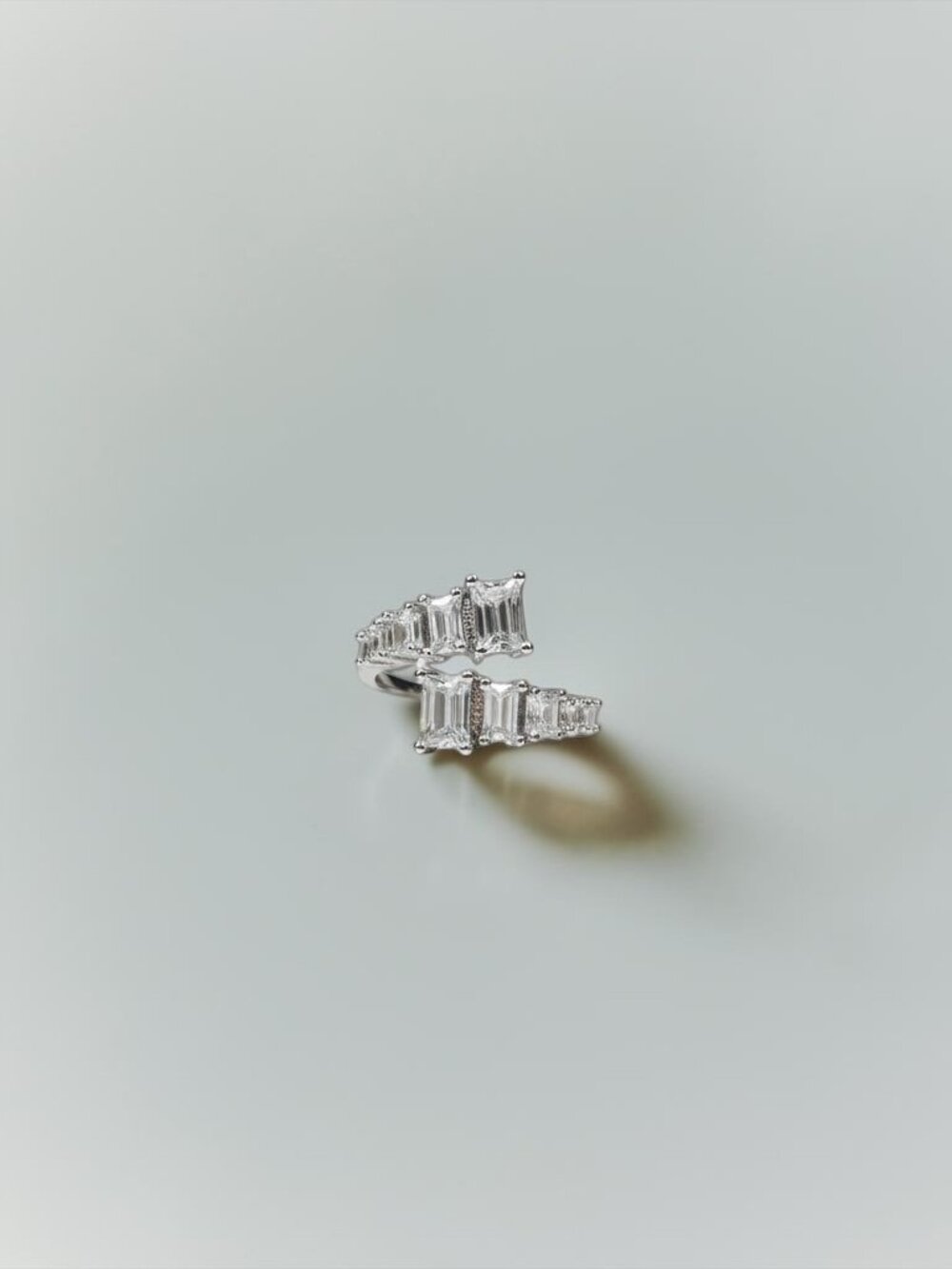 Rhodium Gold Filled Ring for Women with White Cubic Zirconia, Adjustable